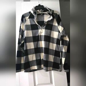 Womens Eddie Bauer Black And White Checkered Pullover Jacket